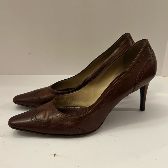 Ralph Lauren Collection Purple Label Brown Leather Heels/pumps Size 10B - Picture 5 of 8